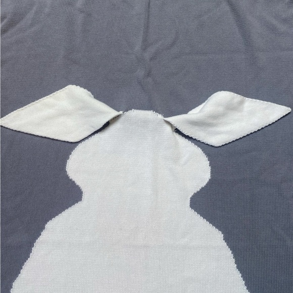 BUNNY Animal Blanket with Poof Tail & Fabric Ears - Picture 4 of 10